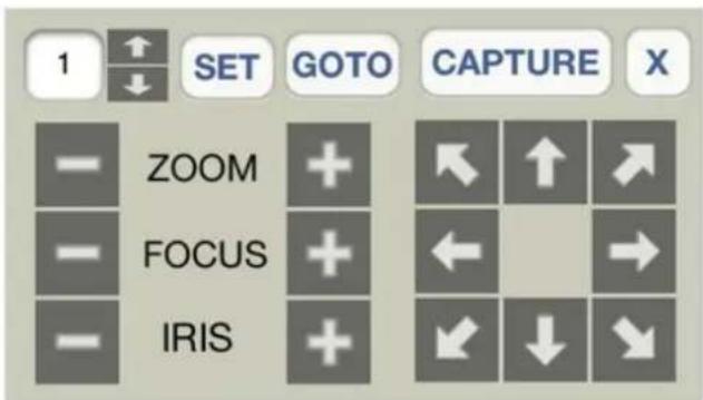 1 SET GOTO CAPTURE X - ZOOM + - FOCUS + - IRIS +