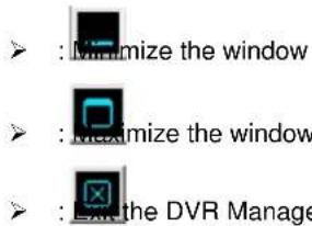 : Minimize the window : Minimize the window : Monitor the DVR Manage