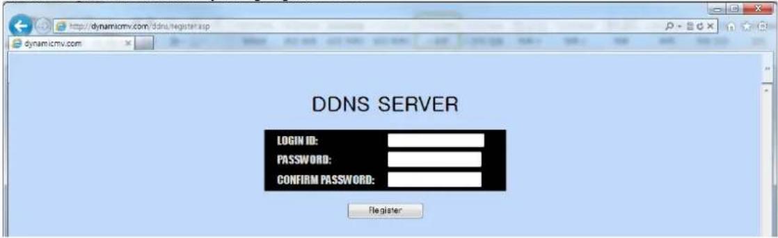 DDNS SERVER LOGIN ID: PASSWORD: CONFIRM PASSWORD: Register