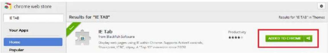 chrome web store IE TAB Results for "IE TAB" Results for "IE TAB" in Themes Your Apps Home Popular IE Tab from Blackfish Software Display web pages using IE within Chrome. Supports ActiveX controls, Sharepublic, ICBC, allpay. A "Top 10" extension since 2000! Productivity ★★★★★ ADDED TO CHROME ◀