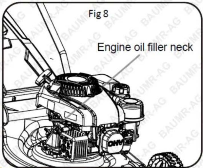 Baumr-AG 740SX - Checking the Engine Oil Level & Filling with Engine Oil - 1
