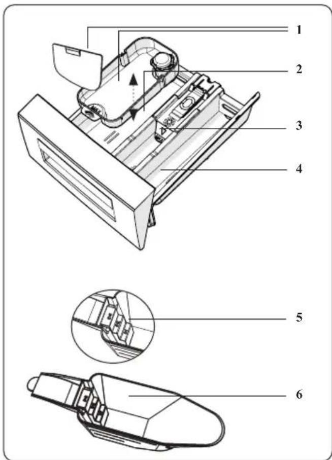 Technical diagram of a device's internal components with numbered labels for identification