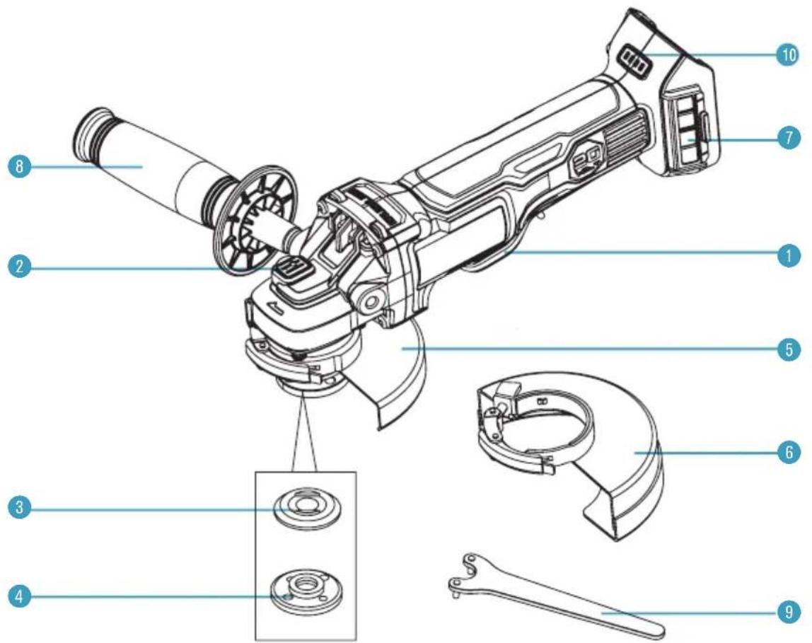 Technical diagram of a mechanical device with numbered parts for identification