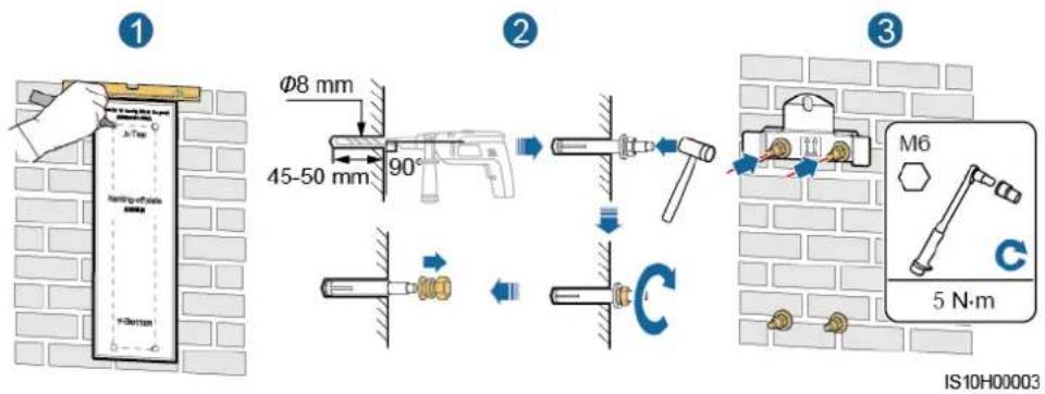 ① Φ8 mm 45-50 mm 90° ② ③ M6 5 N·m IS10H00003