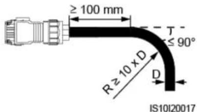 ≥ 100 mm R ≥ 10 x D D ≤ 90° IS10I20017
