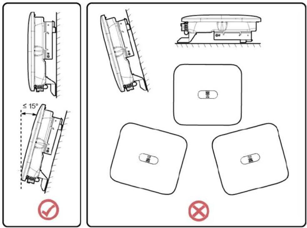Technical diagram showing mechanical components with angular and cross-sectional views, including a circular detail labeled '≤15°' and a rectangular panel with internal features.