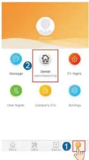 Device commissioning Message PV Mgmt. User Mgmt. Company Info. Settings Home OSM Device 1