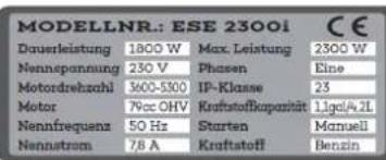 Endress ESE 2300 i - Labels on the generator - 2