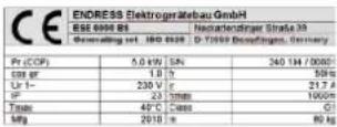 Endress ESE 606 HS-GT - Labelling on the Electrical Generator - 9