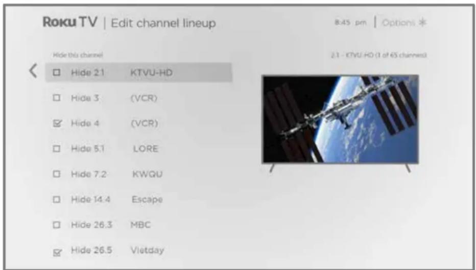 Element EQ650AB65R - Edit channel lineup (non-connected mode) - 1