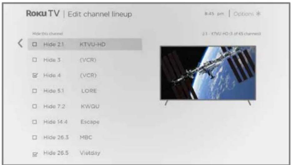 Element EQ650AB50R - Edit channel lineup (non-connected mode) - 1