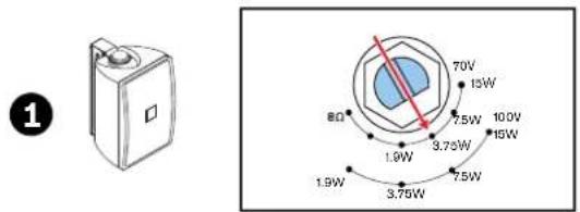 1 80° 70V 13W 7.5W 100V 15W 3.75W 1.9W 3.75W 7.5W