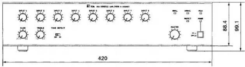 TENI AND SENSILE AMPLIFIER 1-2000 OUTPUT 1 OUTPUT 2 OUTPUT 3 OUTPUT 4 OUTPUT 5 OUTPUT 6 OUTPUT 7 OUTPUT 8 BASE TRIKLE TIME RESET POWER MASTER PROTECT POWER 2000 88.4 99.1 420
