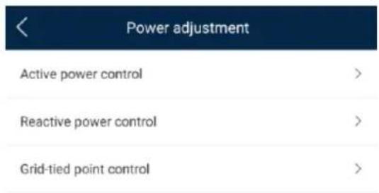 Power adjustment Active power control > Reactive power control > Grid-tied point control >