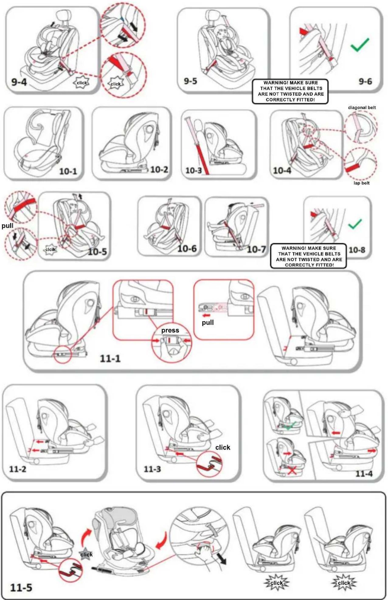 Chipolino Rotix - INSTALLATION OF CAR SEAT IN THE VEHICLE SEAT USING THE ISOFIX CONNECTORS - 30
