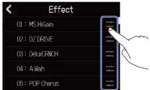 Studio Electronics Zoom R12 - On the Effect Screen, tap the patch memory you want to edit. - 1
