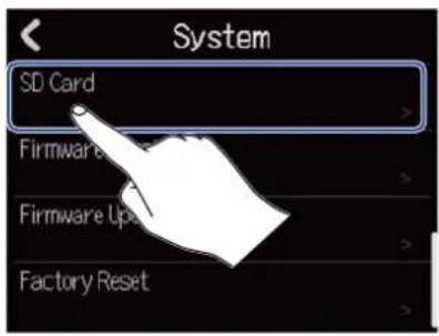System SD Card Firmware Update Firmware Update Factory Reset