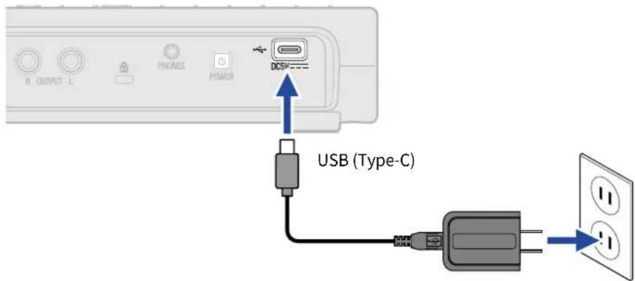 R OUTPUT L PHONES POWER DC5V USB (Type-C)