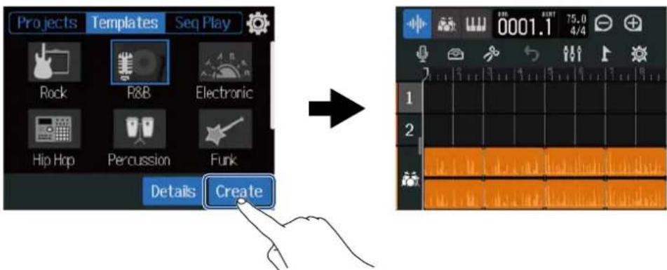 Projects Templates Seq Play Rock R&B Electronic Hip Hop Percussion Funk Details Create 0001.1 75.0 4/4 1 2 1 2 1