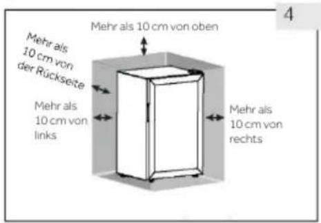 Mehr als 10 cm von oben Mehr als 10 cm von der Rückseite Mehr als 10 cm von links Mehr als 10 cm von rechts 4