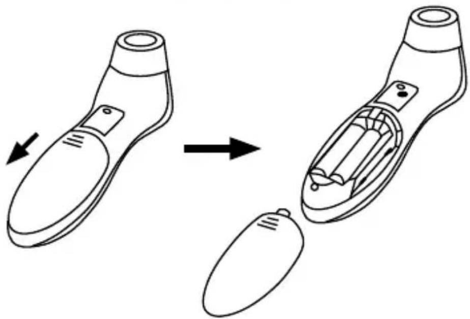Line drawing of a remote control device before and after assembly, showing internal components (no text or symbols)