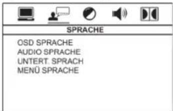 SPRACHE OSD SPRACHE AUDIO SPRACHE UNTERT. SPRACH MENÜ SPRACHE