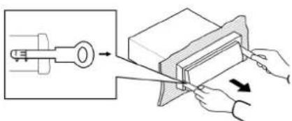 Diagram illustrating a mechanical or electrical process with labeled components and directional arrows indicating movement or force.