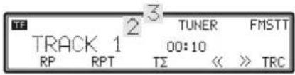 TF 2 3 TUNER FMSTT TRACK 1 00:10 RP RPT TS << >> TRC