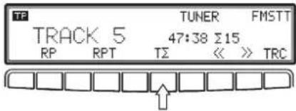 TF TRACK 5 RP RPT TUNER FMSTT 47:38 Σ15 TΣ << >> TRC