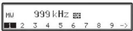 MW 999 kHz ■ 1 2 3 4 5 6 7 8 9 ->