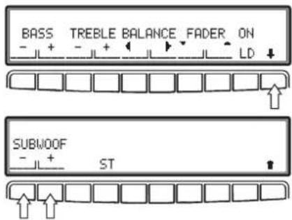 BASS TREBLE BALANCE FADER ON - + - + ↓ ↓ ↓ LD ↓ SUBWOOF ST