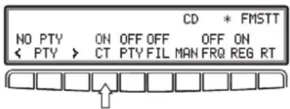 CD * FMSTT NO PTY ON OFF OFF OFF ON < PTY > CT PTY FIL MAN FRQ REG RT