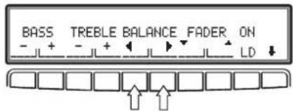 BASS TREBLE BALANCE FADER ON - + - + ↓ ↑ LD ↓