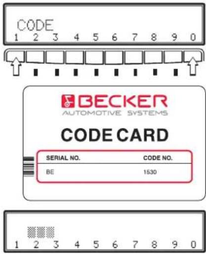CODE 1 2 3 4 5 6 7 8 9 0 BECKER AUTOMOTIVE SYSTEMS CODE CARD SERIAL NO. CODE NO. BE 1530 1 2 3 4 5 6 7 8 9 0