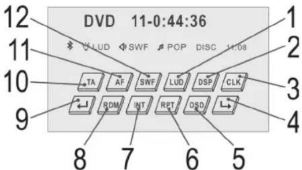 DVD 11-0:44:36 12 11 10 9 8 7 6 5 1 2 3 4 TA AF SWF LUD DSP CLK RDM INT RPT DSD