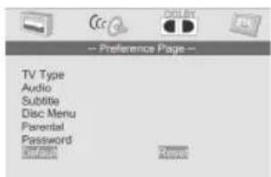 TV Type Audio Subtitle Disc Menu Parental Password
