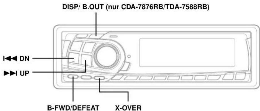 DISP/ B.OUT (nur CDA-7876RB/TDA-7588RB) DN UP B-FWD/DEFEAT X-OVER