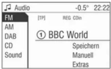 OPEL CD 60 - Anwählen des Menüs Audio - 1