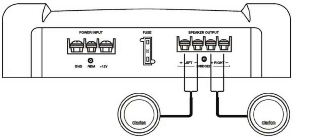 POWER INPUT GND REM +12V FUSE SPEAKER OUTPUT + LEFT - BRIDGED + RIGHT - clation clation