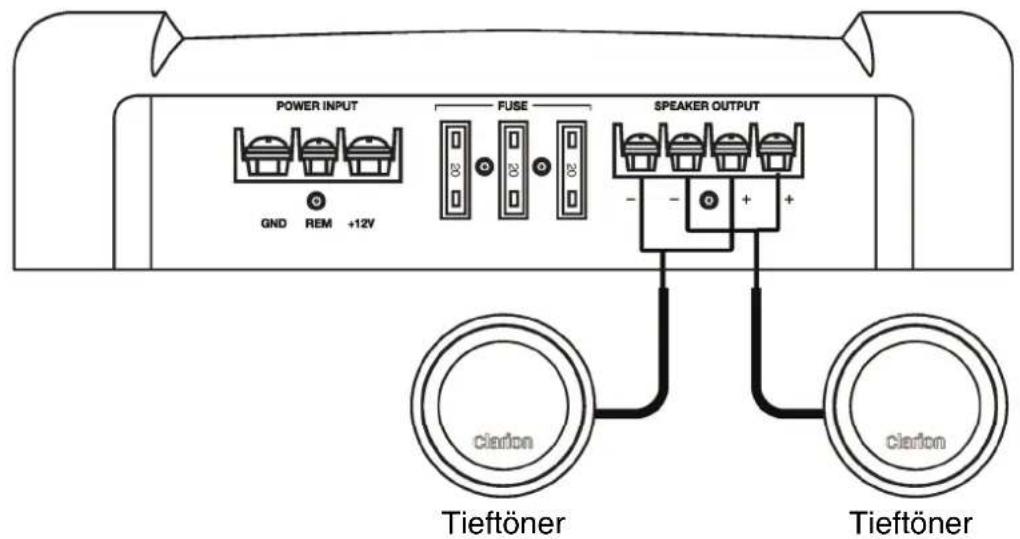 POWER INPUT GND REM +12V FUSE SPEAKER OUTPUT - + - + Tieftöner Tieftöner clarion clarion