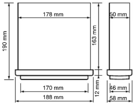 190 mm 178 mm 163 mm 50 mm 170 mm 12 mm 46 mm 188 mm 58 mm
