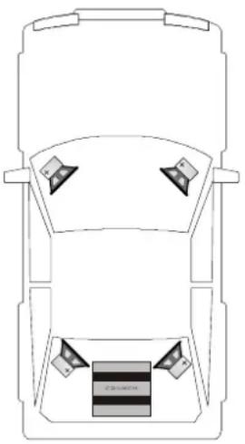 Crunch GTR350.4 - 4-Kanal-Betrieb: 2 Frontlautsprecher / Stereo & 2 Hecklautsprecher / Stereo - 1