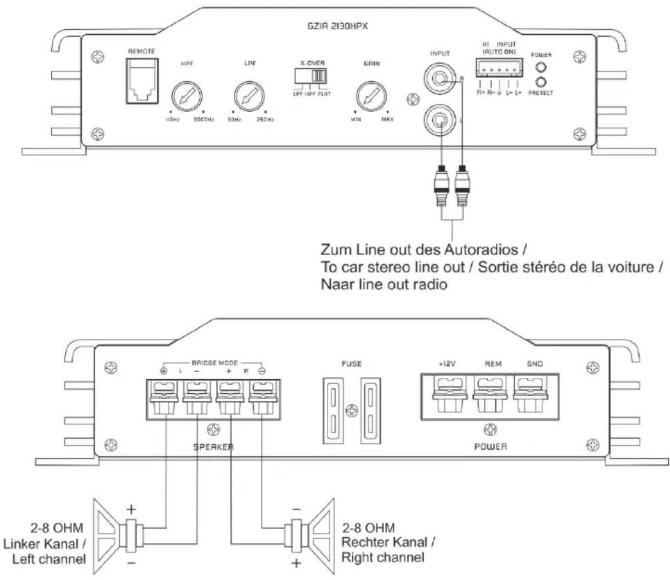 Ground Zero GZIA 2080HPX - Lautsprecher Impedanz / Speaker impedance / Impédance haut parleur 4 \~ 8 Ohm - 1