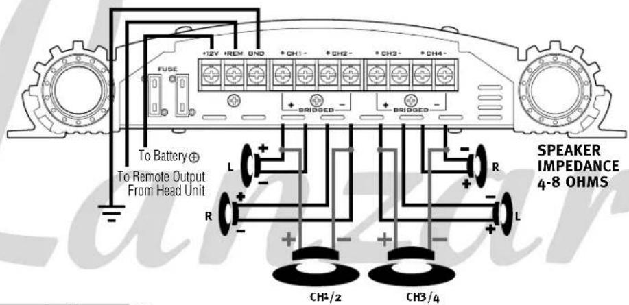 Lanzar VIBE 418 - CHANNEL TRI-MODE CONFIGURATION - 2