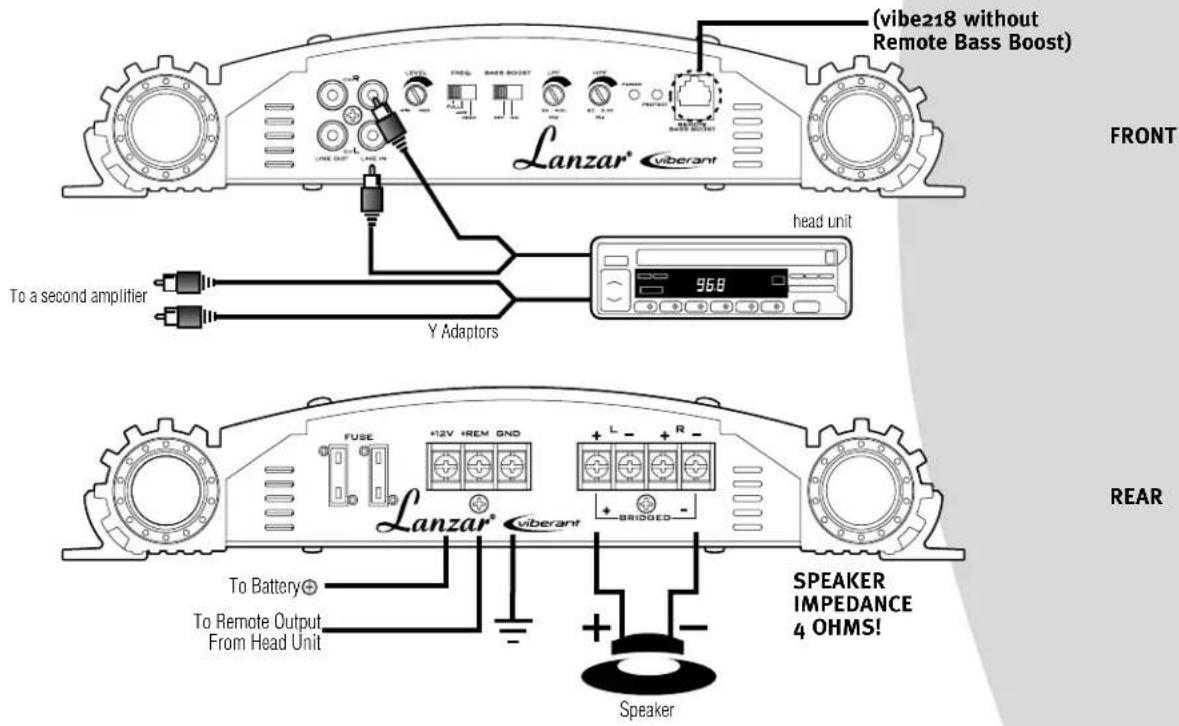 Lanzar VIBE 418 - CHANNEL BRIDGED MODE CONFIGURATION - 1