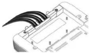 Technical illustration of a mechanical component with black ribbeds and mounting holes (no text or symbols)