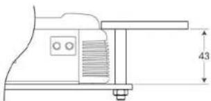 Technical line drawing of a mechanical component with a 43-unit height dimension (no text or symbols)