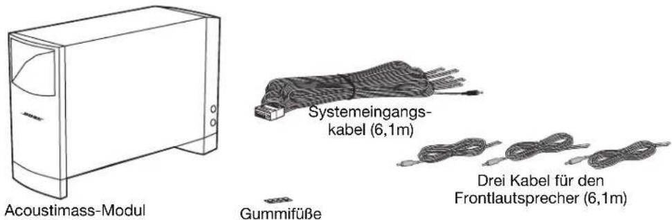 Acoustimass-Modul Systemeingangs- kabel (6,1m) Gummifüße Drei Kabel für den Frontlautsprecher (6,1m)
