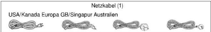 Netzkabel (1) USA/Kanada Europa GB/Singapur Australien