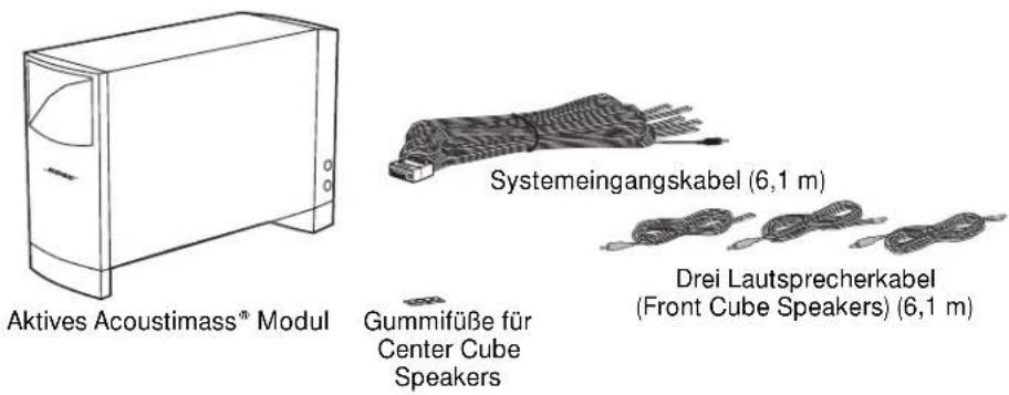 Aktives Acoustimass® Modul Systemeingangskabel (6,1 m) Gummifüße für Center Cube Speakers Drei Lautsprecherkabel (Front Cube Speakers) (6,1 m)